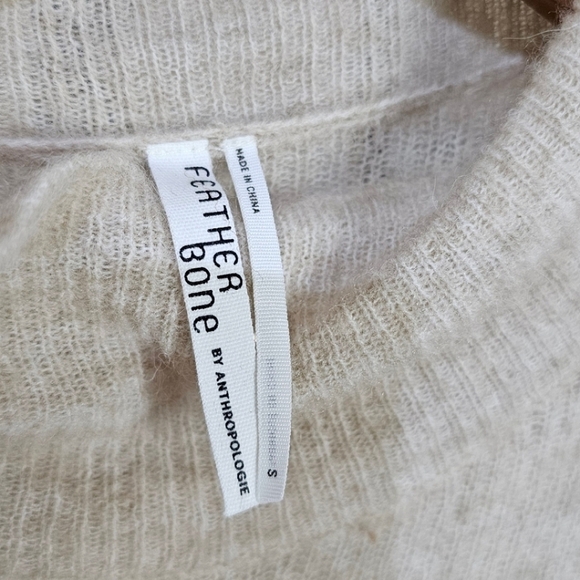 Anthropologie Feather Bone Merino Wool Alpaca Blend Pointelle Sweater Sz Small - Picture 14 of 15
